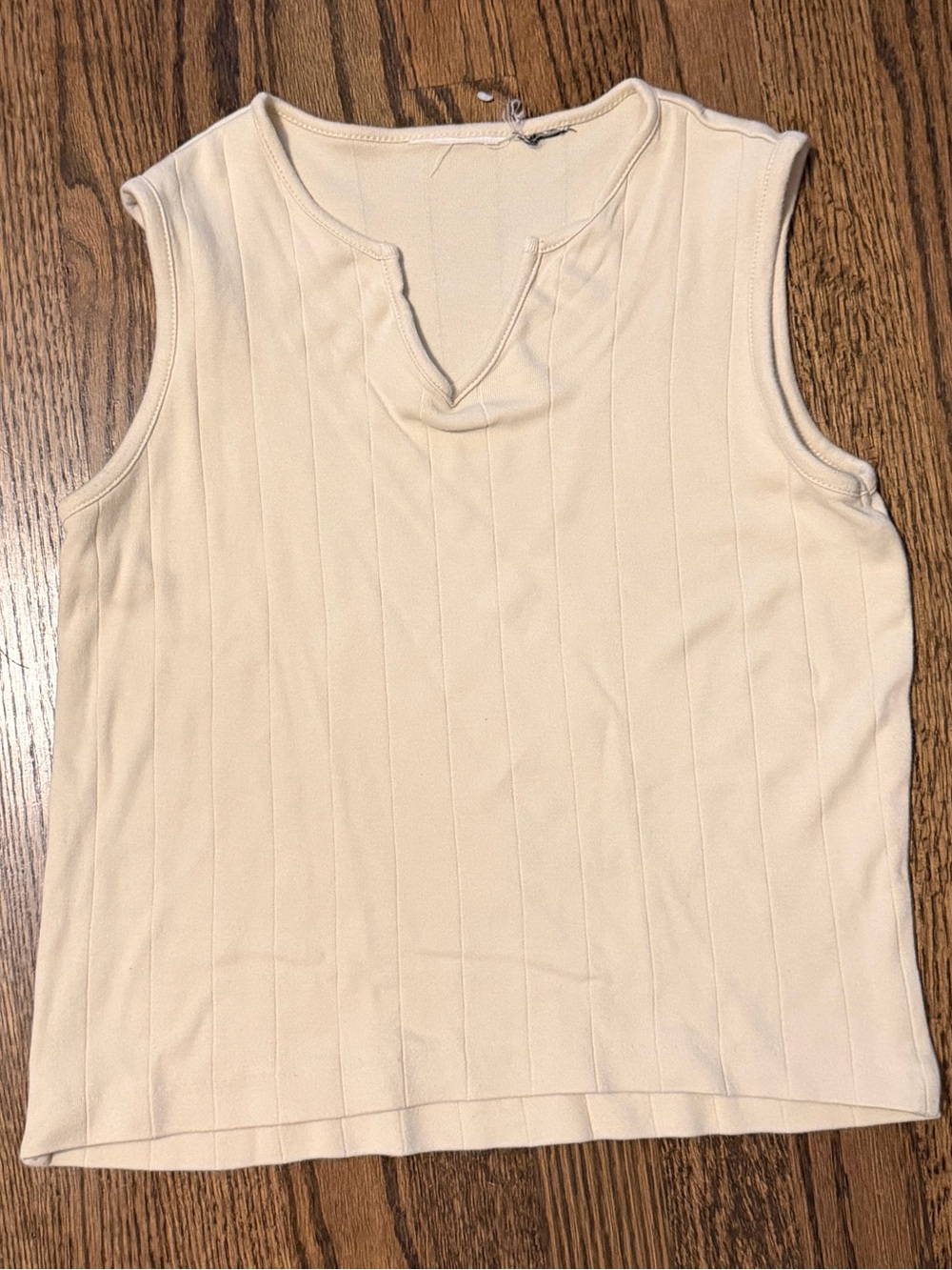 Vintage Ribbed V-Neck Tank Top small